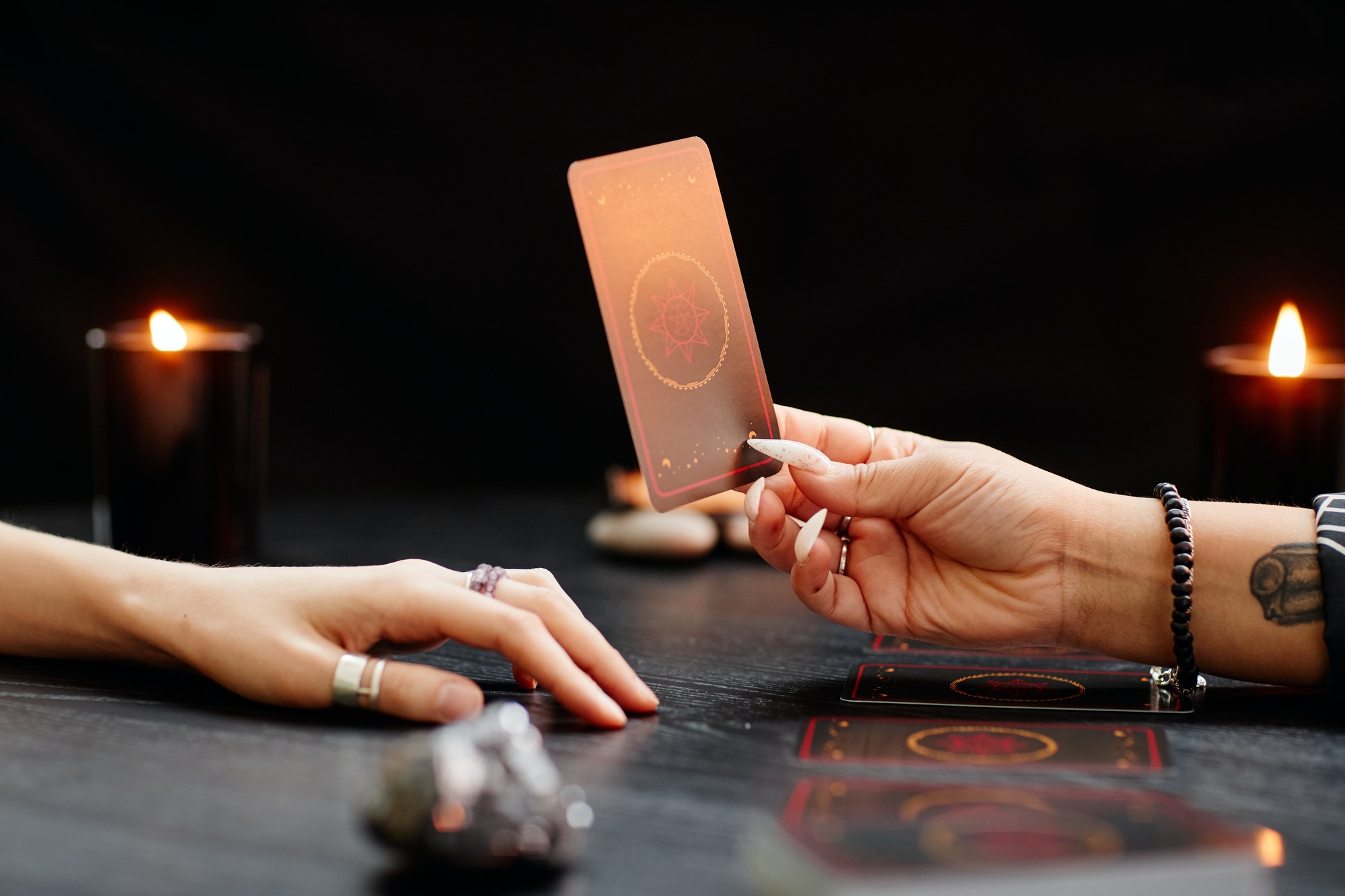 Fortune Teller Holding Tarot Card Background